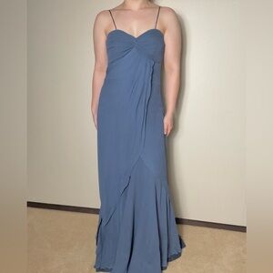 Jenny Yoo dusty blue silk maxi bridesmaid dress size 4
